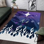 Personalized Melbourne Storm Area Rug Y2K Grunge Aesthetic With Cyber Flames and Starburst Graphics