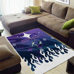 Personalized Melbourne Storm Area Rug Y2K Grunge Aesthetic With Cyber Flames and Starburst Graphics