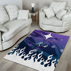 Personalized Melbourne Storm Area Rug Y2K Grunge Aesthetic With Cyber Flames and Starburst Graphics