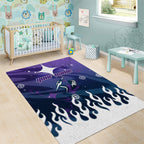 Personalized Melbourne Storm Area Rug Y2K Grunge Aesthetic With Cyber Flames and Starburst Graphics
