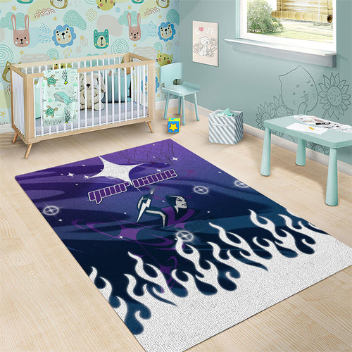 Personalized Melbourne Storm Area Rug Y2K Grunge Aesthetic With Cyber Flames and Starburst Graphics
