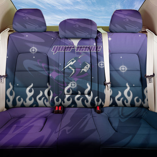 Personalized Melbourne Storm Back Car Seat Cover Y2K Grunge Aesthetic With Cyber Flames and Starburst Graphics