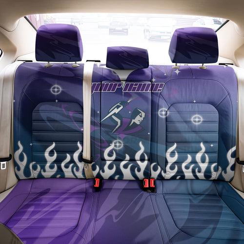 Personalized Melbourne Storm Back Car Seat Cover Y2K Grunge Aesthetic With Cyber Flames and Starburst Graphics