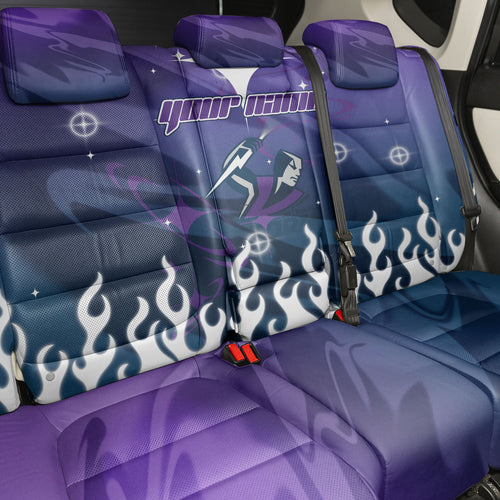Personalized Melbourne Storm Back Car Seat Cover Y2K Grunge Aesthetic With Cyber Flames and Starburst Graphics