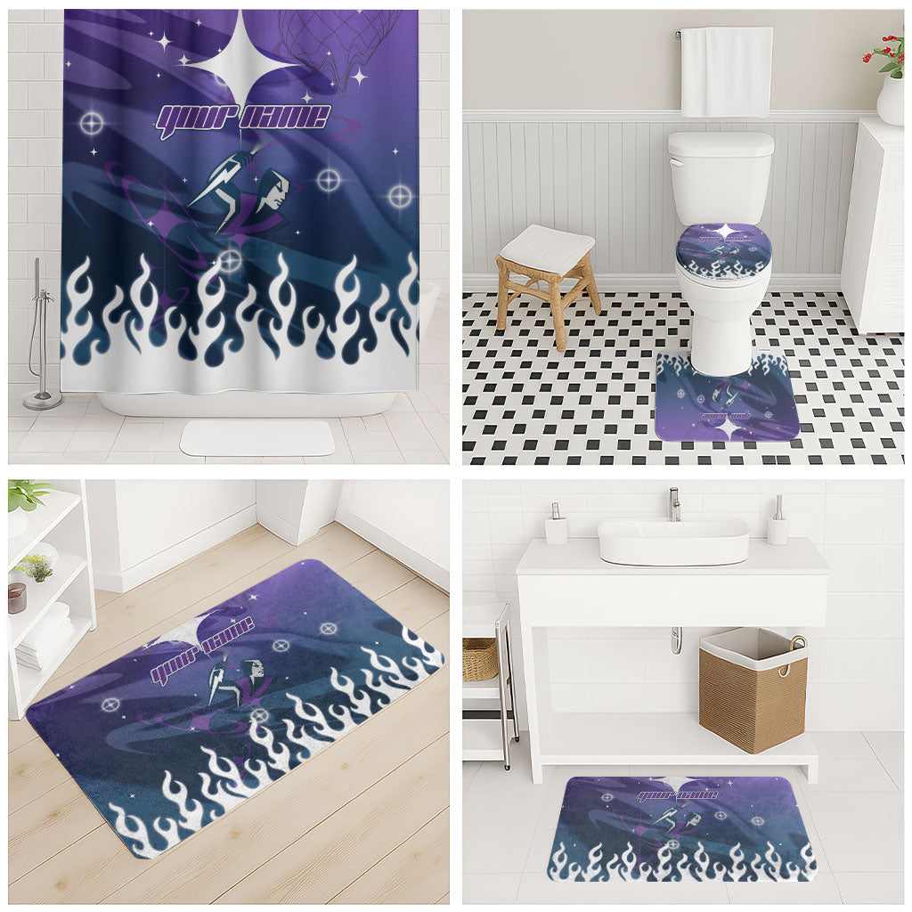 Personalized Melbourne Storm Bathroom Set Y2K Grunge Aesthetic With Cyber Flames and Starburst Graphics