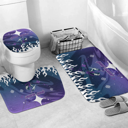 Personalized Melbourne Storm Bathroom Set Y2K Grunge Aesthetic With Cyber Flames and Starburst Graphics