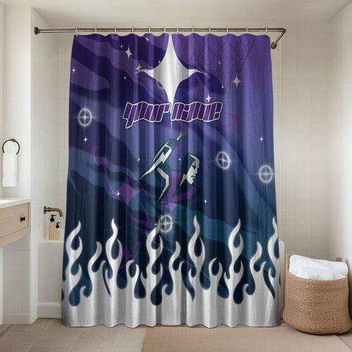 Personalized Melbourne Storm Bathroom Set Y2K Grunge Aesthetic With Cyber Flames and Starburst Graphics