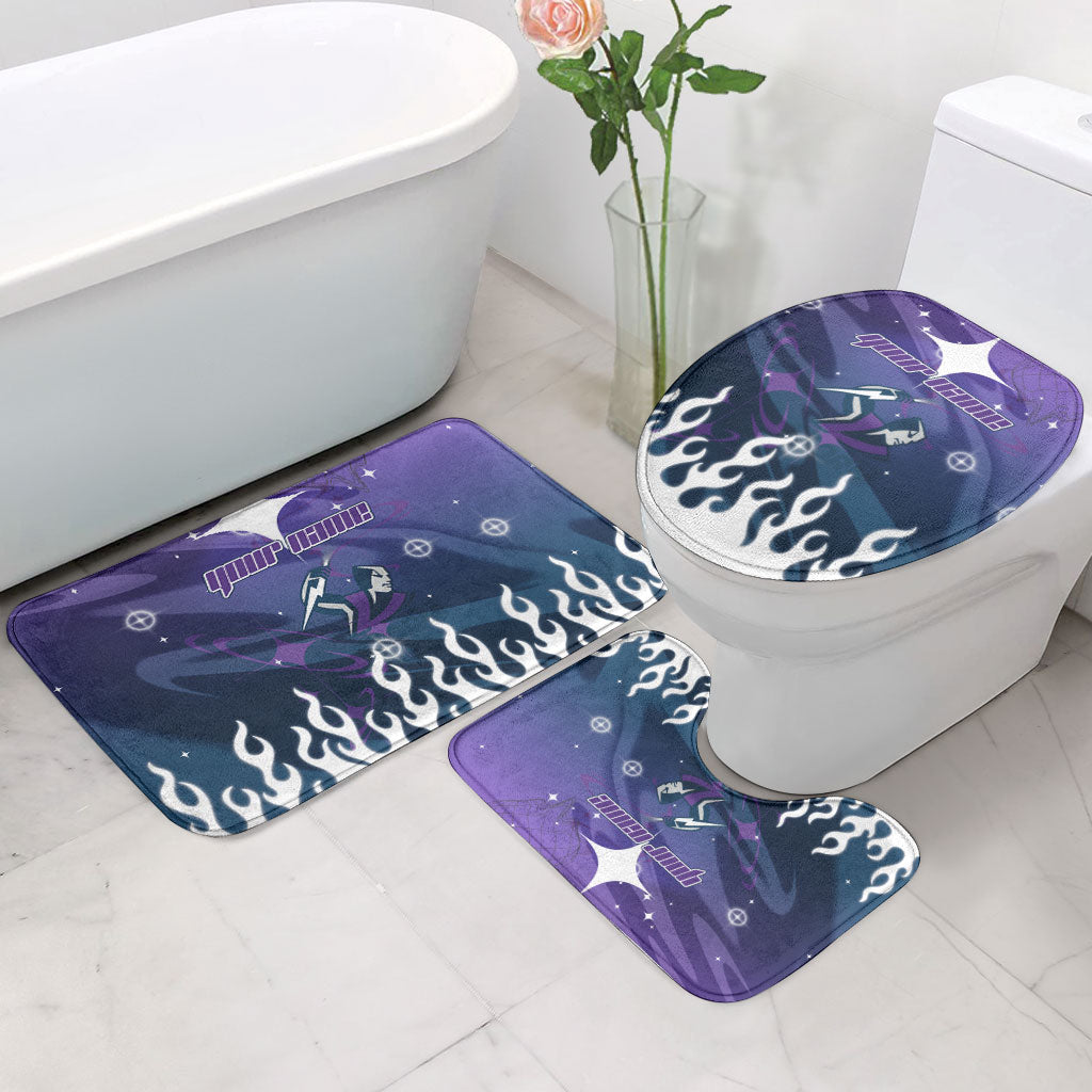 Personalized Melbourne Storm Bathroom Set Y2K Grunge Aesthetic With Cyber Flames and Starburst Graphics
