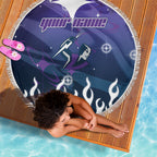 Personalized Melbourne Storm Beach Blanket Y2K Grunge Aesthetic With Cyber Flames and Starburst Graphics