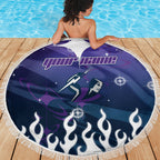 Personalized Melbourne Storm Beach Blanket Y2K Grunge Aesthetic With Cyber Flames and Starburst Graphics