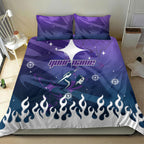 Personalized Melbourne Storm Bedding Set Y2K Grunge Aesthetic With Cyber Flames and Starburst Graphics