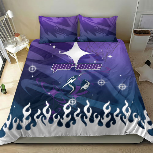 Personalized Melbourne Storm Bedding Set Y2K Grunge Aesthetic With Cyber Flames and Starburst Graphics