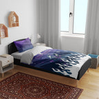 Personalized Melbourne Storm Bedding Set Y2K Grunge Aesthetic With Cyber Flames and Starburst Graphics