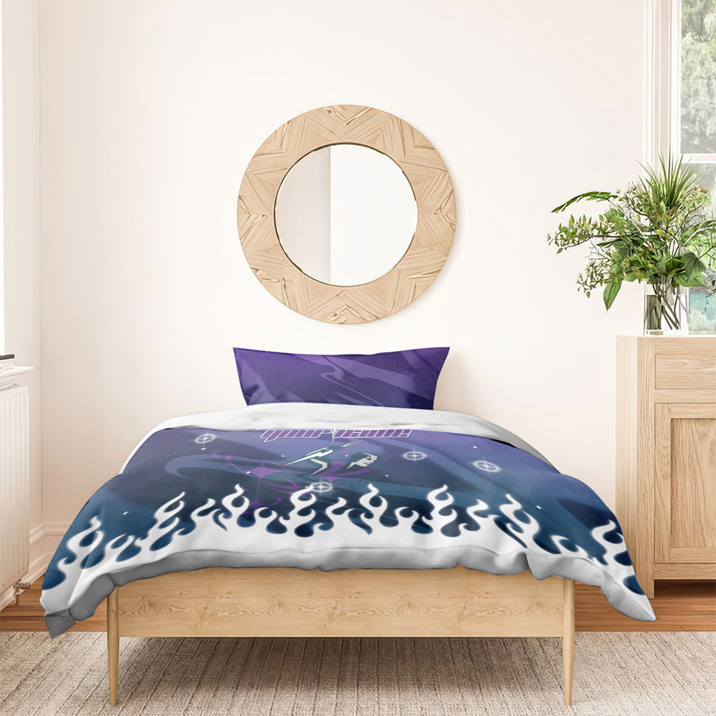 Personalized Melbourne Storm Bedding Set Y2K Grunge Aesthetic With Cyber Flames and Starburst Graphics