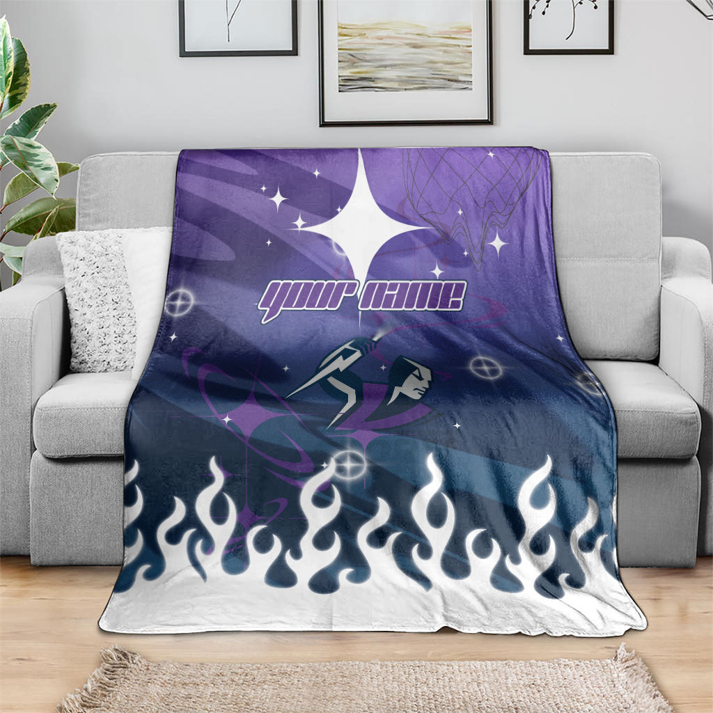 Personalized Melbourne Storm Blanket Y2K Grunge Aesthetic With Cyber Flames and Starburst Graphics