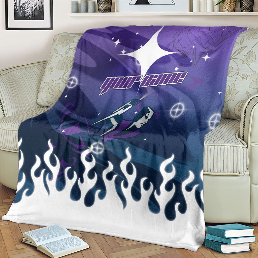 Personalized Melbourne Storm Blanket Y2K Grunge Aesthetic With Cyber Flames and Starburst Graphics