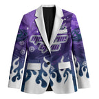 Personalized Melbourne Storm Blazer Y2K Grunge Aesthetic With Cyber Flames and Starburst Graphics