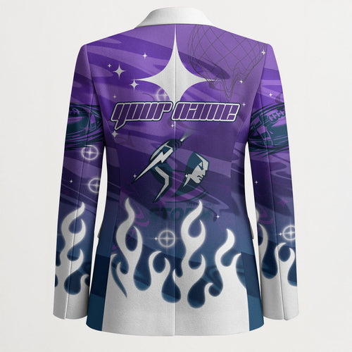 Personalized Melbourne Storm Blazer Y2K Grunge Aesthetic With Cyber Flames and Starburst Graphics