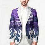 Personalized Melbourne Storm Blazer Y2K Grunge Aesthetic With Cyber Flames and Starburst Graphics