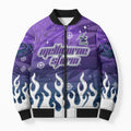 Personalized Melbourne Storm Bomber Puffer Jacket Y2K Grunge Aesthetic With Cyber Flames and Starburst Graphics