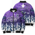 Personalized Melbourne Storm Bomber Puffer Jacket Y2K Grunge Aesthetic With Cyber Flames and Starburst Graphics