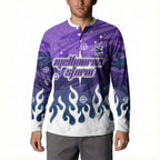 Personalized Melbourne Storm Button Sweatshirt Y2K Grunge Aesthetic With Cyber Flames and Starburst Graphics