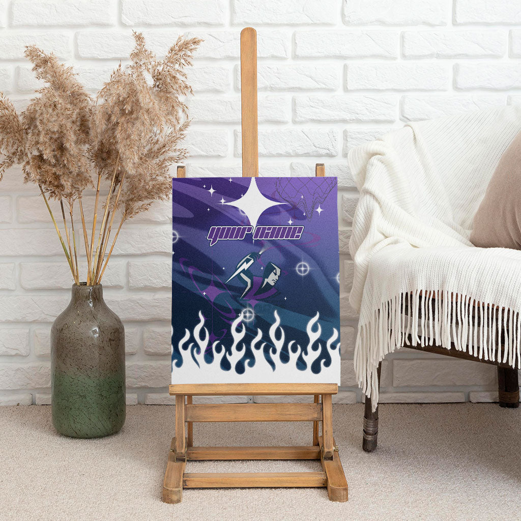 Personalized Melbourne Storm Canvas Wall Art Y2K Grunge Aesthetic With Cyber Flames and Starburst Graphics