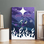 Personalized Melbourne Storm Canvas Wall Art Y2K Grunge Aesthetic With Cyber Flames and Starburst Graphics