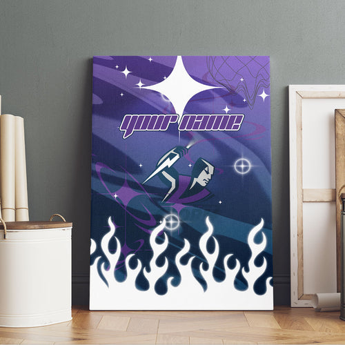 Personalized Melbourne Storm Canvas Wall Art Y2K Grunge Aesthetic With Cyber Flames and Starburst Graphics