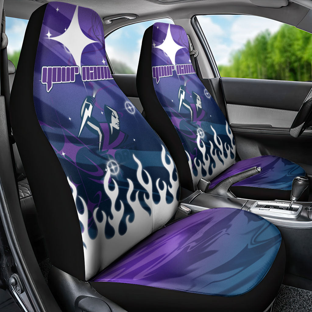 Personalized Melbourne Storm Car Seat Cover Y2K Grunge Aesthetic With Cyber Flames and Starburst Graphics