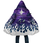 Personalized Melbourne Storm Cloak Y2K Grunge Aesthetic With Cyber Flames and Starburst Graphics