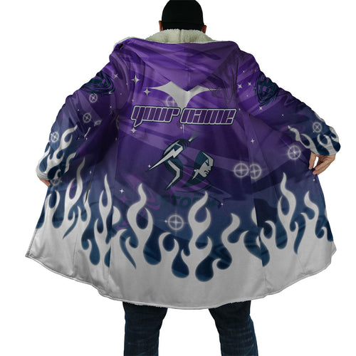 Personalized Melbourne Storm Cloak Y2K Grunge Aesthetic With Cyber Flames and Starburst Graphics