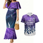 Personalized Melbourne Storm Couples Matching Mermaid Dress and Hawaiian Shirt Y2K Grunge Aesthetic With Cyber Flames and Starburst Graphics