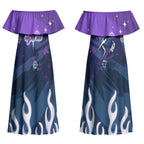 Personalized Melbourne Storm Couples Matching Off Shoulder Maxi Dress and Hawaiian Shirt Y2K Grunge Aesthetic With Cyber Flames and Starburst Graphics