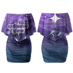 Personalized Melbourne Storm Couples Matching Off Shoulder Short Dress and Hawaiian Shirt Y2K Grunge Aesthetic With Cyber Flames and Starburst Graphics