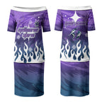 Personalized Melbourne Storm Couples Matching Puletasi and Long Sleeve Button Shirt Y2K Grunge Aesthetic With Cyber Flames and Starburst Graphics