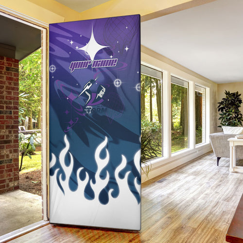 Personalized Melbourne Storm Door Cover Y2K Grunge Aesthetic With Cyber Flames and Starburst Graphics