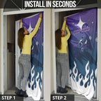 Personalized Melbourne Storm Door Cover Y2K Grunge Aesthetic With Cyber Flames and Starburst Graphics