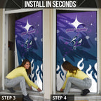 Personalized Melbourne Storm Door Cover Y2K Grunge Aesthetic With Cyber Flames and Starburst Graphics