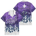 Personalized Melbourne Storm Family Matching Long Sleeve Bodycon Dress and Hawaiian Shirt Y2K Grunge Aesthetic With Cyber Flames and Starburst Graphics