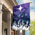 Personalized Melbourne Storm Garden Flag Y2K Grunge Aesthetic With Cyber Flames and Starburst Graphics