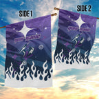Personalized Melbourne Storm Garden Flag Y2K Grunge Aesthetic With Cyber Flames and Starburst Graphics