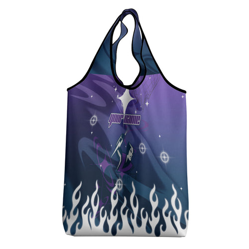 Personalized Melbourne Storm Grocery Bag Y2K Grunge Aesthetic With Cyber Flames and Starburst Graphics