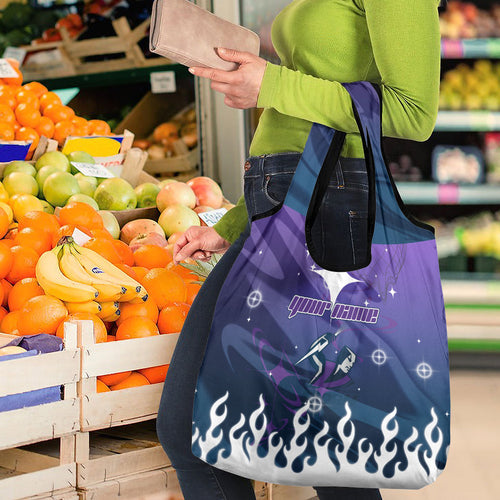 Personalized Melbourne Storm Grocery Bag Y2K Grunge Aesthetic With Cyber Flames and Starburst Graphics