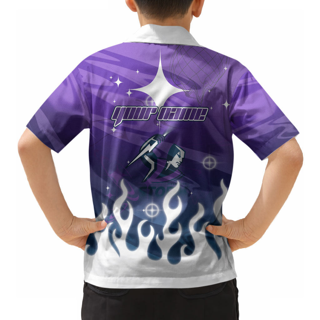 Personalized Melbourne Storm Hawaiian Shirt Y2K Grunge Aesthetic With Cyber Flames and Starburst Graphics