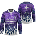 Personalized Melbourne Storm Hockey Jersey Y2K Grunge Aesthetic With Cyber Flames and Starburst Graphics