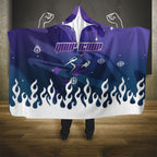 Personalized Melbourne Storm Hooded Blanket Y2K Grunge Aesthetic With Cyber Flames and Starburst Graphics