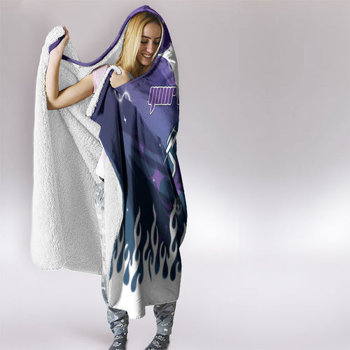 Personalized Melbourne Storm Hooded Blanket Y2K Grunge Aesthetic With Cyber Flames and Starburst Graphics