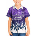 Personalized Melbourne Storm Kid Hawaiian Shirt Y2K Grunge Aesthetic With Cyber Flames and Starburst Graphics