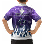 Personalized Melbourne Storm Kid Hawaiian Shirt Y2K Grunge Aesthetic With Cyber Flames and Starburst Graphics